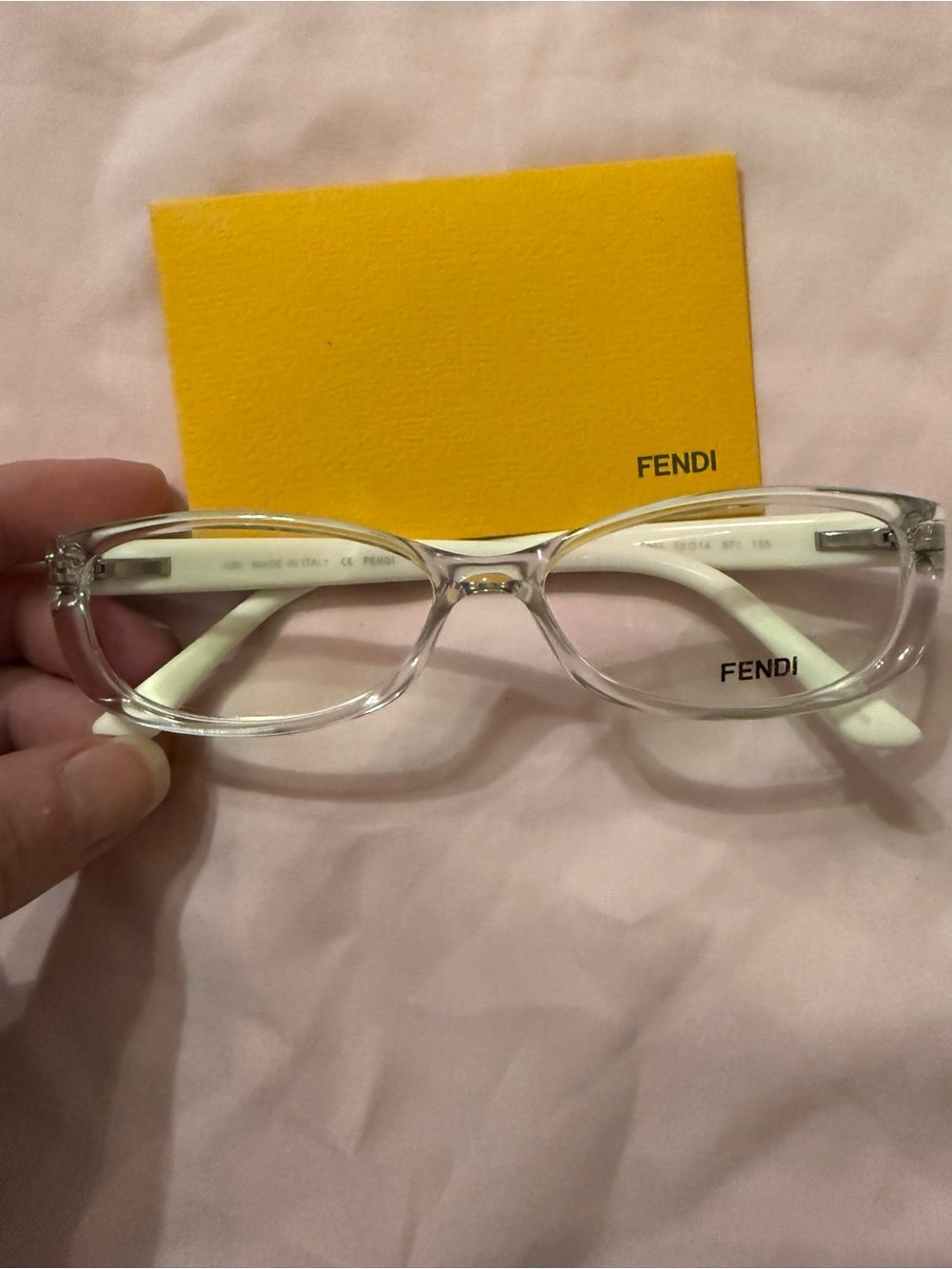 Fendi F881 971 White Clear FF Monogram Eyeglasses Frames 52-14-135